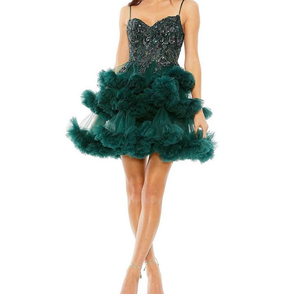 Mac Duggal‎ women’s Sweetheart Neck Beaded Bodice Fit & Flare Mini Dress size 8